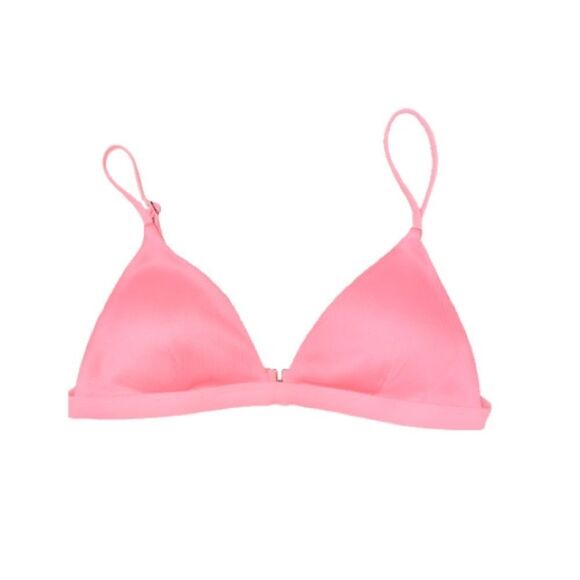 Damsel Triangle Swim Bikini Top Size Medium Salmon Pale Pink Barbie Ribbed Blush - Picture 1 of 5